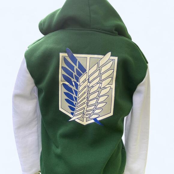 Green and white Attack on Titan Varsity Jacket  Size Medium Unisex - Picture 5 of 10